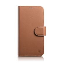 iCarer Wallet Case 2in1 etui iPhone 14 Pro skórzany pokrowiec z klapką Anti-RFID brązowy (WMI14220726-BN)