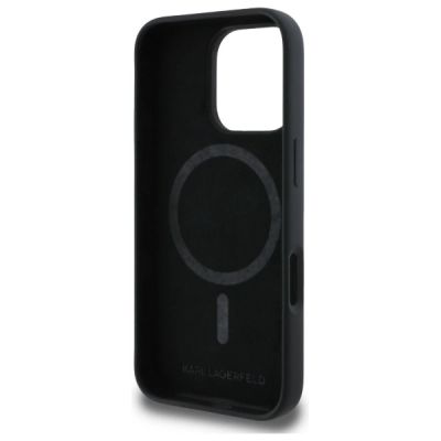 7. Etui Karl Lagerfeld Silicone Karl&Choupette Heads MagSafe na iPhone 16 Pro Max 6.9" - czarne