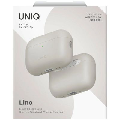 6. Etui UNIQ Lino Silicone na AirPods Pro - beżowe