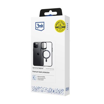 3. Etui 3mk Satin Armor MagCase z MagSafe na iPhone 12 Pro Max - przezroczyste z czarną ramką