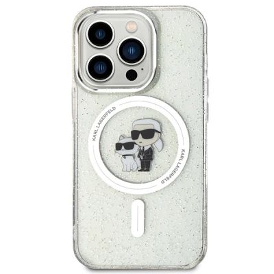 3. Etui Karl Lagerfeld Karl&Choupette Glitter MagSafe na iPhone 15 Pro - przezroczyste