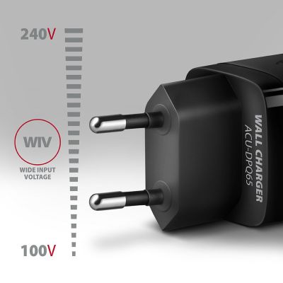 3. AXAGON ACU-DPQ65 Ładowarka sieciowa, GaN 65W, 3x port (USB-A + dual USB-C), PD3.0/QC4+/PPS/Apple