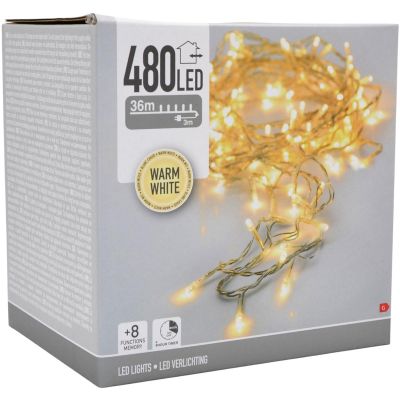 17. LAMPKI CHOINKOWE ŁAŃCUCH ŚWIETLNY 480 LED TIMER CIEPŁY BIAŁY PRZEŹROCZYSTY PRZEWÓD
