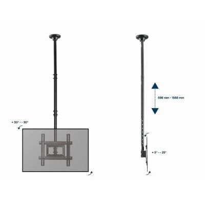 11. GEMBIRD PEŁNOOBROTOWY UCHWYT SUFITOWY DO TELEWIZORA 32" - 70", VESA MAX 400 X 400MM, DO 50KG