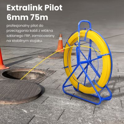 5. Extralink EX.30882 Pilot 6mm 75m Pilot do przeciągania kabli | włókno szklane FRP, śr. 6mm, dł. 75m, żółty