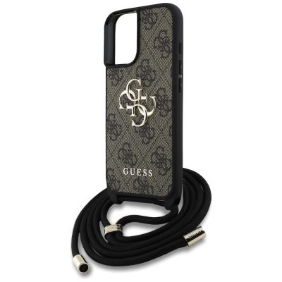 5. Etui Guess 4G Big Logo Cord Stap Crossbody do iPhone 16 Plus brązowy