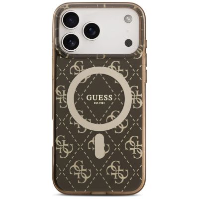 3. Etui Guess IML 4G Background MagSafe na iPhone 17 Pro - brązowe