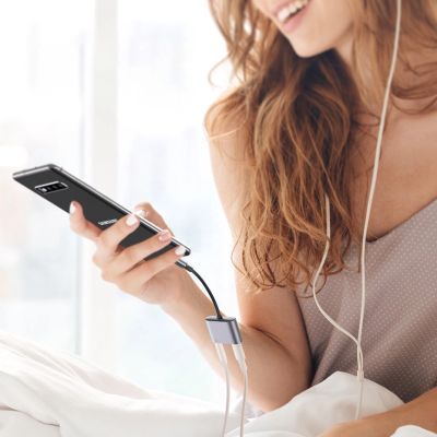 4. Ugreen adapter audio przejściówka USB Typ C (męski) - USB Typ C PD QC (żeński) + mini jack 3,5mm (żeński) szary (CM231)