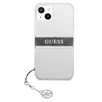 3. Etui Guess 4G Grey Strap Charm na iPhone 13 mini - przezroczyste