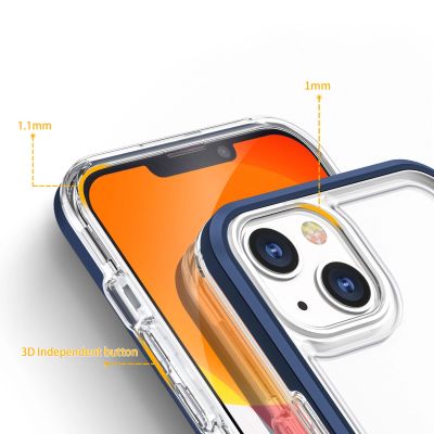4. Clear 3in1 etui do iPhone 13 mini żelowy pokrowiec z ramką niebieski