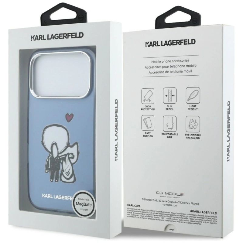 8. Etui Karl Lagerfeld Karl & Choupette Back MagSafe na iPhone 17 Pro Max - niebieskie