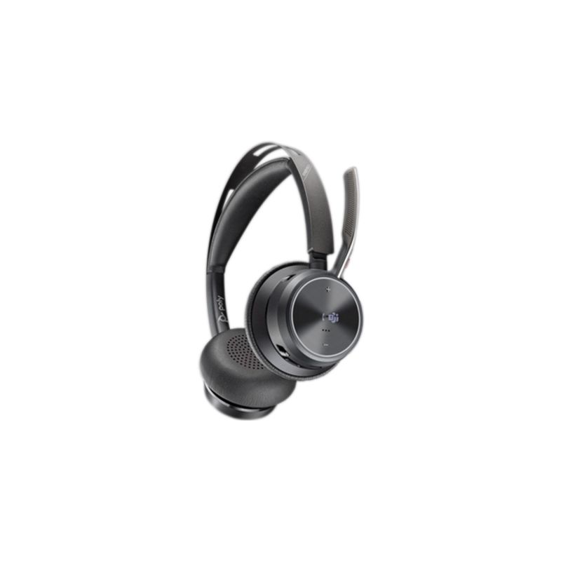 142. POLY Zestaw słuchawkowy Voyager Focus 2 z certyfikatem Microsoft Teams USB-C-C + przejściówka USB-C/A + podstawka ładująca