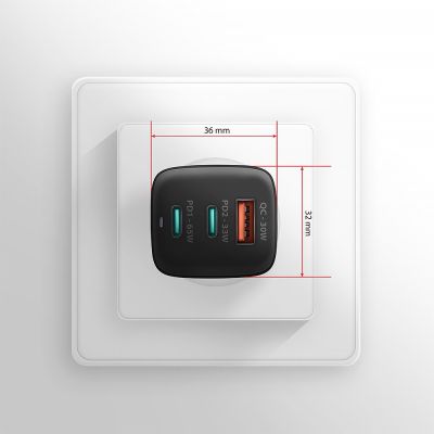 8. AXAGON ACU-DPQ65 Ładowarka sieciowa, GaN 65W, 3x port (USB-A + dual USB-C), PD3.0/QC4+/PPS/Apple
