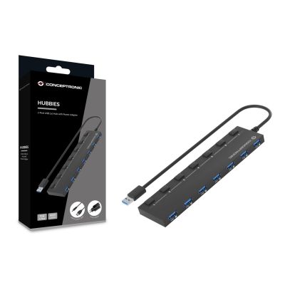 2. Conceptronic HUBBIES19BP huby i koncentratory USB 3.2 Gen 1 (3.1 Gen 1) Type-A 5000 Mbit/s Czarny