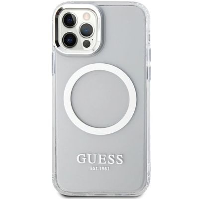 3. Etui Guess Metal Outline Magsafe na iPhone 12 / iPhone 12 Pro - srebrne