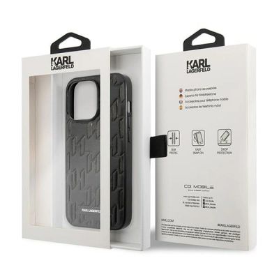 8. Etui Karl Lagerfeld Monogram Plaque na iPhone 13 Pro / iPhone 13 - czarne
