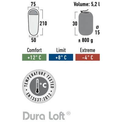 2. Śpiwór High Peak Lite Pak 800 (210x75x50cm) L-zip 26024