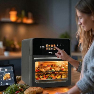17. GREENBLUE FRYTKOWNICA BEZTŁUSZCZOWA AIR FRYER, MOCNA 1800W, POJEMNOŚĆ 10L, 8 PROGRAMÓW, AKCESORIA, TIMER GB950