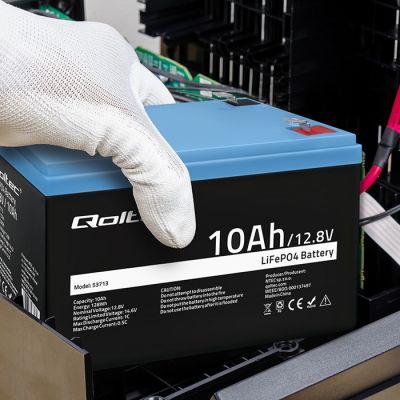 4. Qoltec 53713 Akumulator LiFePO4 Litowo-Żelazowo-Fosforanowy | 12.8V | 10Ah | 128Wh | BMS