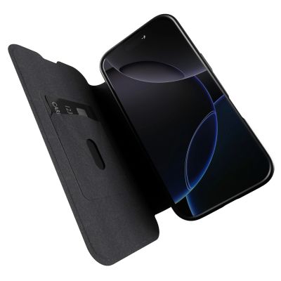 3. Etui skórzane Puro Book Mag MagSafe z klapką i schowkiem na karty do iPhone 16 Pro Max - czarne