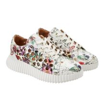 Lee Cooper buty sportowe damskie trampki koronkowe beżowe platforma