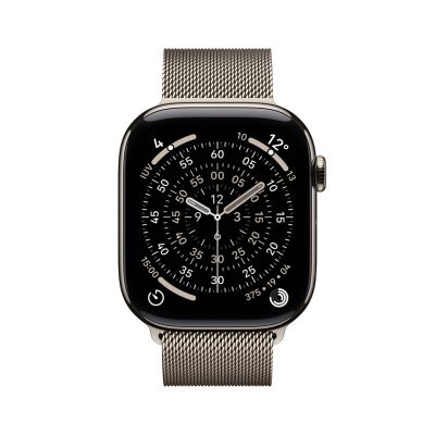 2. Apple Watch Series 11 Cellular 46 mm koperta z naturalnego tytanu z paskiem z naturalnej siateczki - M/L