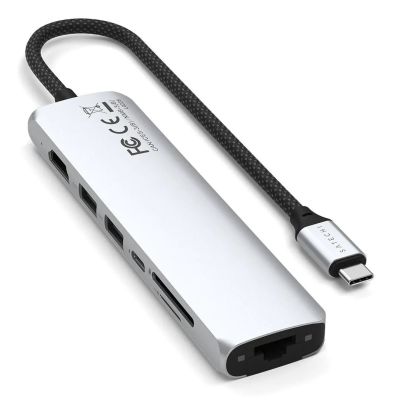 5. Satechi USB-C 7-w-1 Slim Multi Port Adapter Ethernet Srebrny