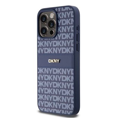2. Etui DKNY Leather Mono Stripe & Metal Logo na iPhone 15 Pro Max - niebieskie