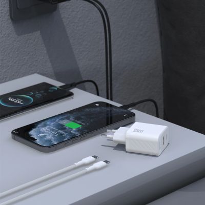 2. Ładowarka sieciowa Dudao A26TCEU PD QC 25W GaN USB-A USB-C z kablem USB-C - biała