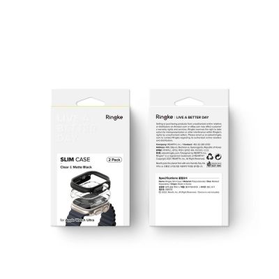 12. Etui Ringke Slim 2-pack na Apple Watch Ultra 1 / 2 (49 mm) - przezroczysty i czarny mat