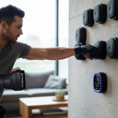 11. TB05 TARCZA BOKSERSKA MODUŁOWA BLUETOOTH Z MUZYKĄ I RĘKAWICAMI HMS