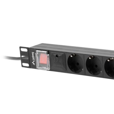 4. LANBERG LISTWA ZASILAJĄCA RACK PDU 19" (1U, 16A, 8X SHUKO, 2M, CZARNA) PDU-08F-0200-BK