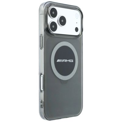 4. Etui Mercedes AMG IML Transparent Bicolor Block MagSafe na iPhone 18 Pro Max / 17 Pro Max - czarno-szare