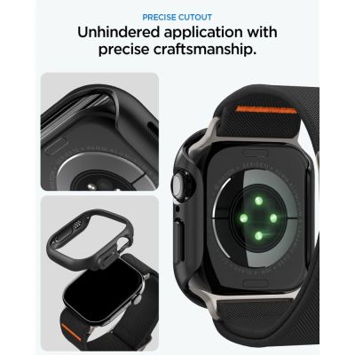 10. Zestaw etui Spigen Thin Fit + pasek Spigen Lite Fit Ultra na Apple Watch (46 mm) - czarne