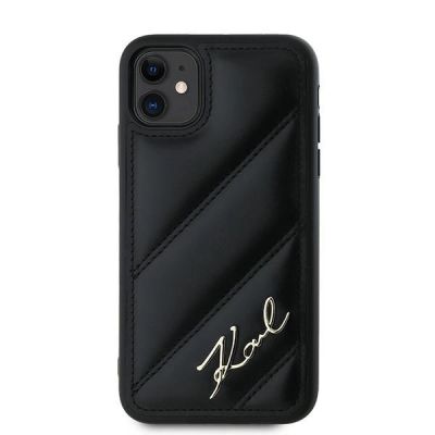 3. Etui Karl Lagerfeld Diagonal Quilted Script na iPhone 11 / Xr - czarne