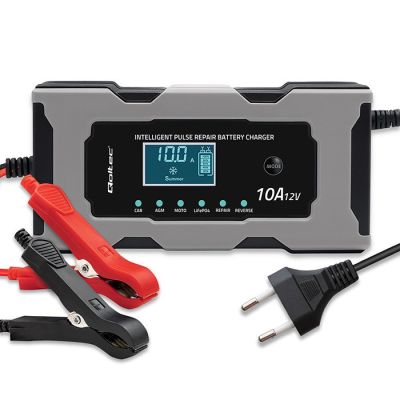 7. QOLTEC ŁADOWARKA 12V 10A | PROSTOWNIK Z FUNKCJĄ NAPRAWY DO AKUMULATORA AGM GEL LIFEPO4 | LCD