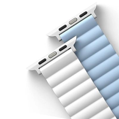 6. Pasek Uniq Revix na Apple Watch 1/2/3/4/5/6/7/8/SE/SE2/Ultra 42/44/45/49mm - biało-niebieski