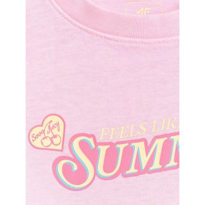 6. T-shirt boxy z nadrukiem dziewczęcy 4F 4FJRAW26TTSHF4324-056S