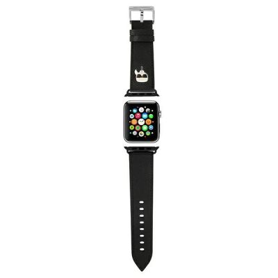 Pasek Karl Lagerfeld Ikonik Saffiano Karl Heads na Apple Watch (38 / 40 / 41 mm) - czarny