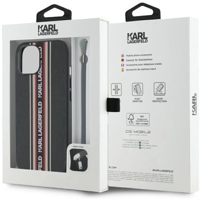 7. Etui Karl Lagerfeld Saffiano Athleisure Stripes Cord na iPhone 15 - czerwone