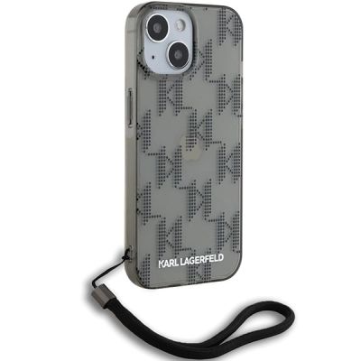 3. Etui Karl Lagerfeld IML Mono KL Pattern & Cord na iPhone 15 / 14 / 13 - czarne