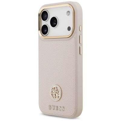 2. Etui Guess Grained Strass Logo MagSafe na iPhone 17 Pro - różowe