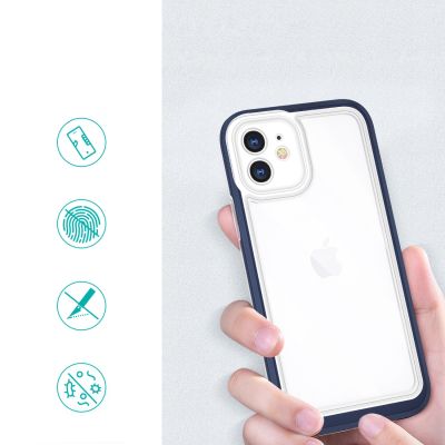 2. Clear 3in1 etui do iPhone 12 żelowy pokrowiec z ramką niebieski
