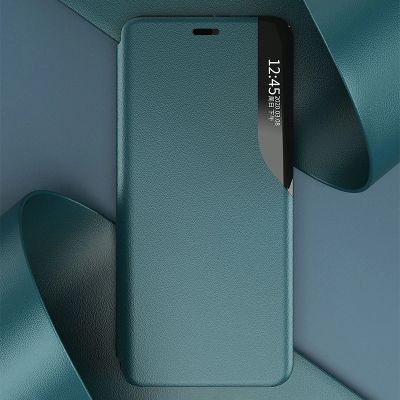 5. Eco Leather View Case elegancki futerał etui z klapką i funkcją podstawki iPhone 13 Pro pomarańczowy