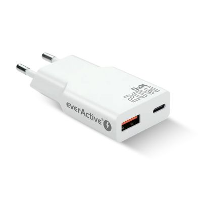 3. EVERACTIVE ŁADOWARKA SIECIOWA 1 X USB, 1 X USB-C QUICK CHARGE 3.0 20W SUPER SLIM BIAŁA SC-340Q
