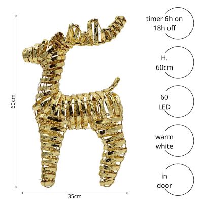 5. DEKORACJA RENIFER 60 CM 60 LED ZŁOTY