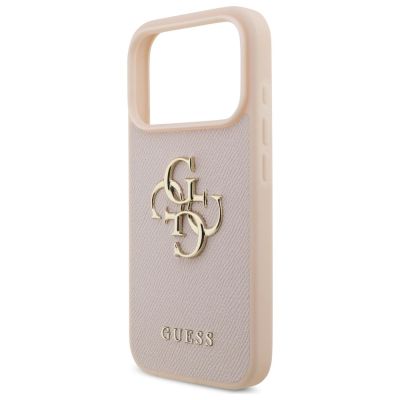 6. Etui Guess Grained Big 4G & Classic Logo na iPhone 17 Pro - różowe