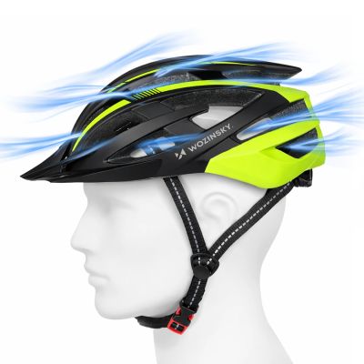 4. Kask rowerowy MTB Wozinsky z odpinanym daszkiem i tylną lampką USB 54-57 cm - czarno-żółty