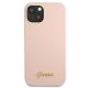 3. Etui Guess Silicone Script Gold Logo MagSafe na iPhone 13 - jasnoróżowe