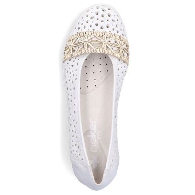 17. Baleriny damskie ażurowe komfortowe białe Rieker  L3062-80